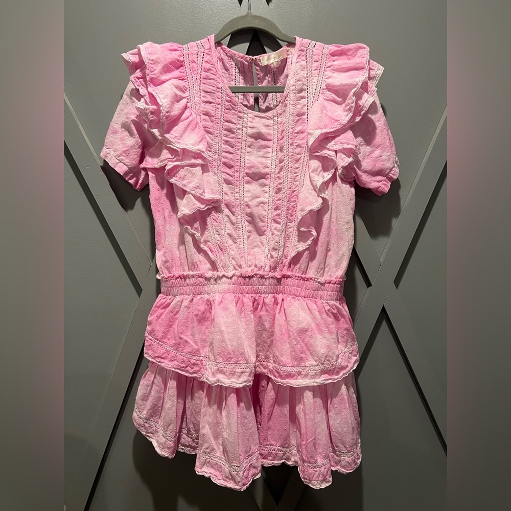 LoveShackFancy Pink Ruffled Mini Dress